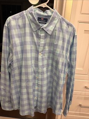 Vineyard Vines Mint & Light Blue Plaid Button-Down Shirt